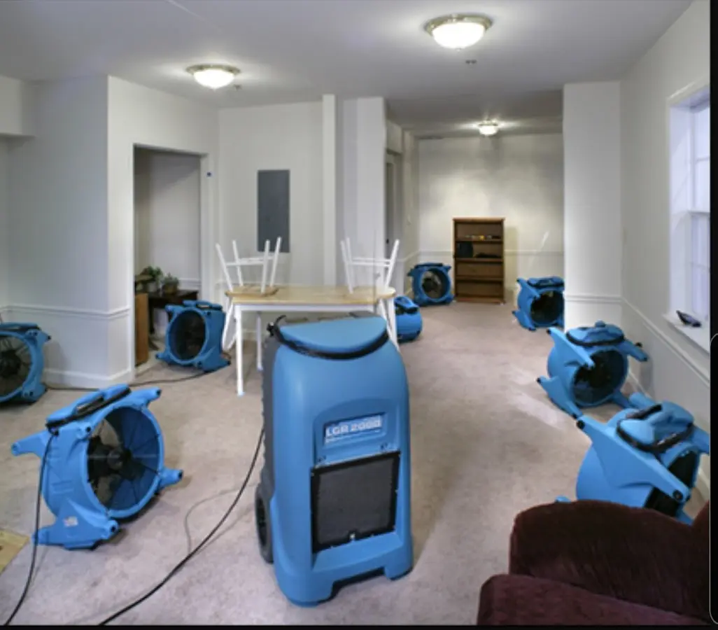 Air movers and dehumidifier setup for Water Extraction & Removal in Carrollwood